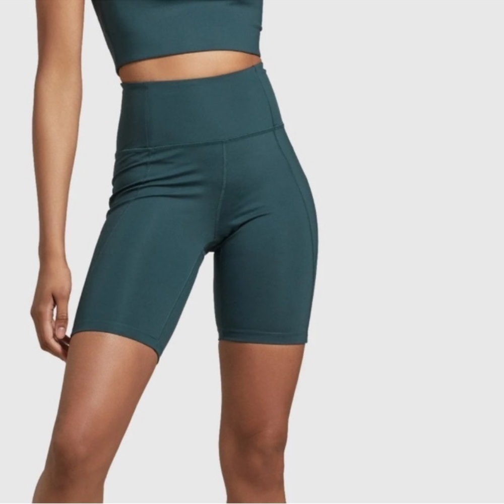 Girlfriend Collective High-Rise Bike Shorts - Forest Green, Size Small